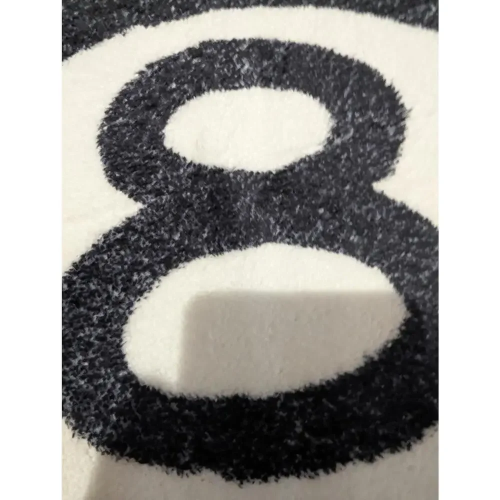 NEW 8 Ball Tufted Rug Large Black & White 30